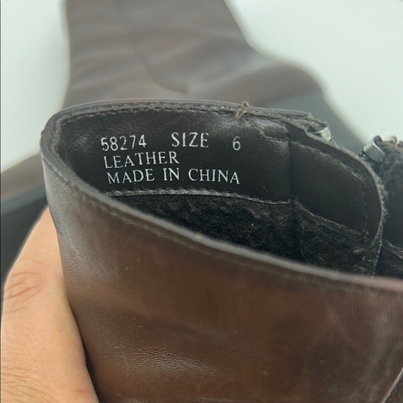 Borelli Brown Ankle Booties with Chunky Heel - Picture 6 of 6